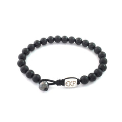18K White Gold 6mm, Onyx, Faceted raw Black Diamond (EBBB01)